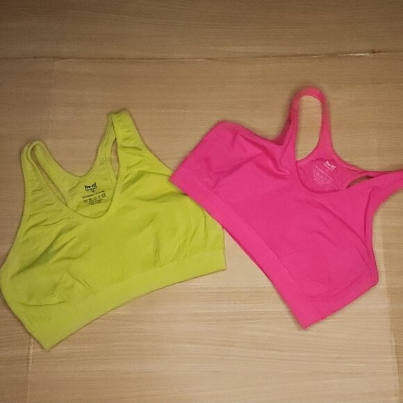 Pro-Fit Yellow Pink Low Impact Sports Bra Medium - Picture 1 of 3
